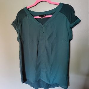 Fortune and Ivy Dark Teal Cap Sleeve Blouse, Size Medium